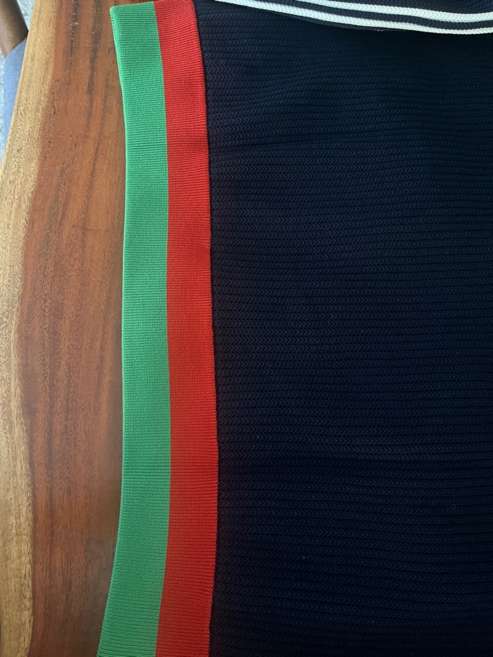 Gucci x Adidas Navy Cardigan with Red & Green Hem and White Shoulder Stripes - Picture 11 of 11